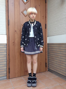 「厚底」｜「アイテム（スタジャン）」を使った、つむじさん（レディース・149cm）の秋コーディネート