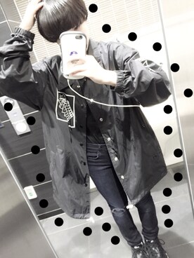「M.Y.O.B（エム.ワイ.オー.ビー）のアイテム（ダウンジャケット/コート）」を使った、つむじさん（レディース・149cm）の秋コーディネート