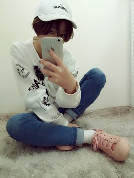 「M.Y.O.B（エム.ワイ.オー.ビー）のアイテム（スウェット）」を使った、つむじさん（レディース・149cm）の冬コーディネート