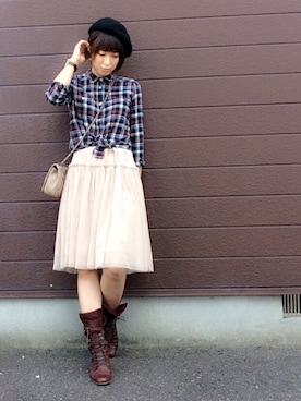 「chigo（チーゴ）のアイテム」を使った、POKORINさん（レディース・167cm）の秋コーディネート