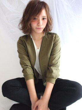 「A part by（アパートバイ）のアイテム（ミリタリージャケット、グリーン系）」を使った、Hikariさん（レディース・154cm）の秋コーディネート