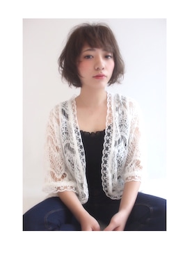 「SPINNS（スピンズ）のアイテム（カーディガン/ボレロ、ホワイト系）」を使った、Hikariさん（レディース・154cm）の春コーディネート