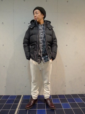 「仙台」｜「アイテム（ダウンジャケット/コート）」を使った、TORIさん（メンズ・168cm）の秋コーディネート