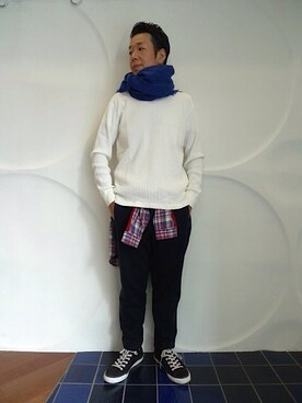 「腰巻きシャツ」｜「アイテム（その他）」を使った、TORIさん（メンズ・168cm）の秋コーディネート