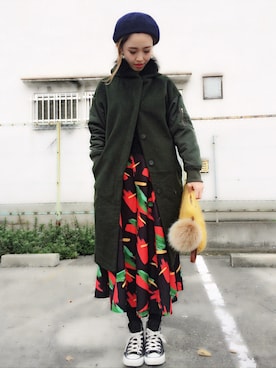 「AMERI」｜「アイテム（モッズコート）」を使った、masudamamiさん（レディース・165cm）の冬コーディネート
