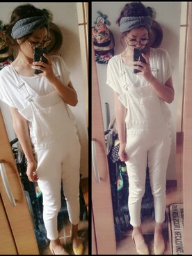 「RCWB（アールシーダブリュービー）のアイテム（オールインワン・サロペット）」を使った、umakoさん（レディース・163cm）の夏コーディネート