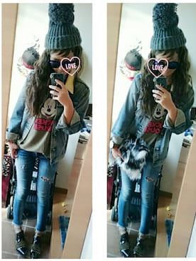 「RCWB（アールシーダブリュービー）のアイテム（帽子）」を使った、umakoさん（レディース・163cm）の秋コーディネート