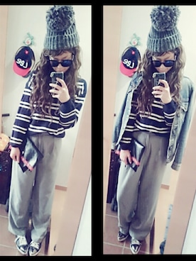 「RCWB（アールシーダブリュービー）のアイテム（帽子）」を使った、umakoさん（レディース・163cm）の冬コーディネート