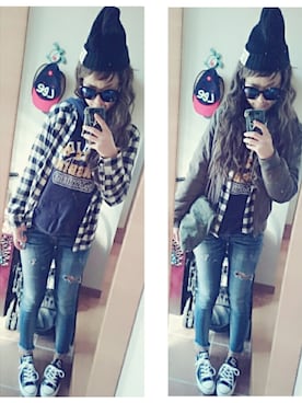 「Ungrid（アングリッド）のフレイドヘムストスリ（デニムパンツ）」を使った、umakoさん（レディース・163cm）の春コーディネート