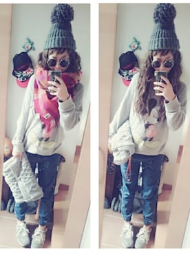 「RCWB（アールシーダブリュービー）のアイテム（帽子）」を使った、umakoさん（レディース・163cm）の秋コーディネート