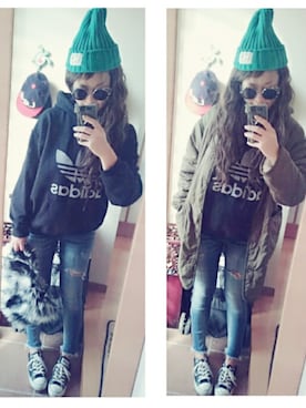 「Ungrid（アングリッド）のフレイドヘムストスリ（デニムパンツ）」を使った、umakoさん（レディース・163cm）の秋コーディネート