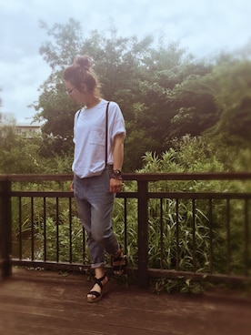 「BEAUTY&YOUTH UNITED ARROWS（ビューティーアンドユースユナイテッドアローズ）のby ※∵デニムテーパードパンツ◆（デニムパンツ）」を使った、mimiさん（レディース・161cm）の夏コーディネート