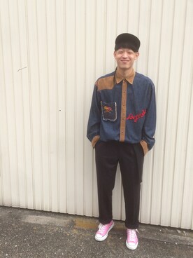 「アイテム（ママ＆ベビー）」を使った、田中陸さん（メンズ・176cm）の秋コーディネート