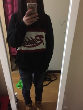 「VANS（バンズ）のアイテム（スニーカー、ブラウン系）」を使った、mayuさん（レディース・155cm）の冬コーディネート