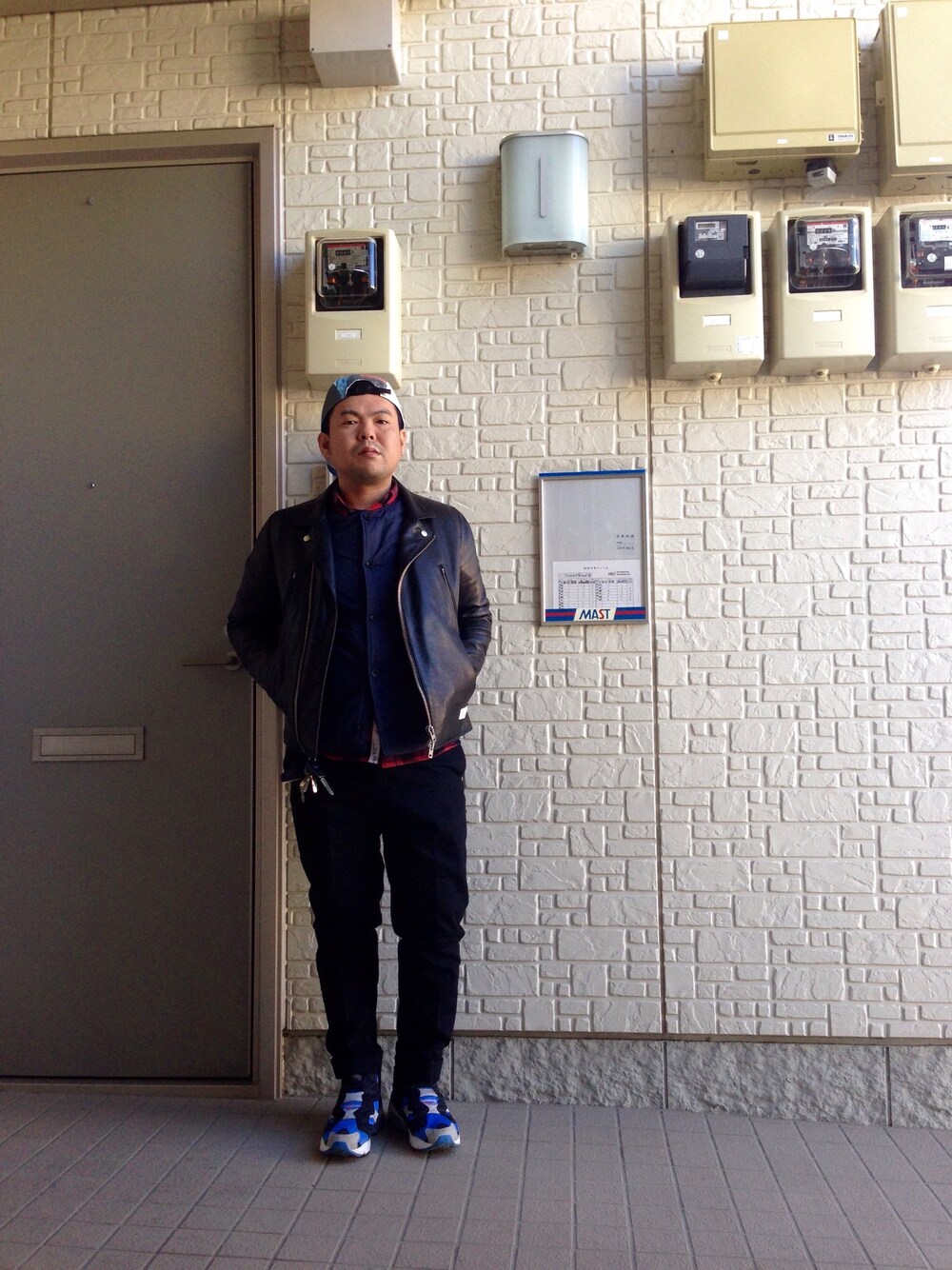 「サルエルパンツ、パンクロック、punk、punk rocker's rule、チームアラサー、インナーダウン、ライダース、ネルシャツ、ポンプフューリー」｜「GYPSY THREE ORCHESTRAのジェットキャップ（キャップ、その他）」を使った、John Lemonさん（メンズ・165cm）の冬コーディネートの1枚目の写真
