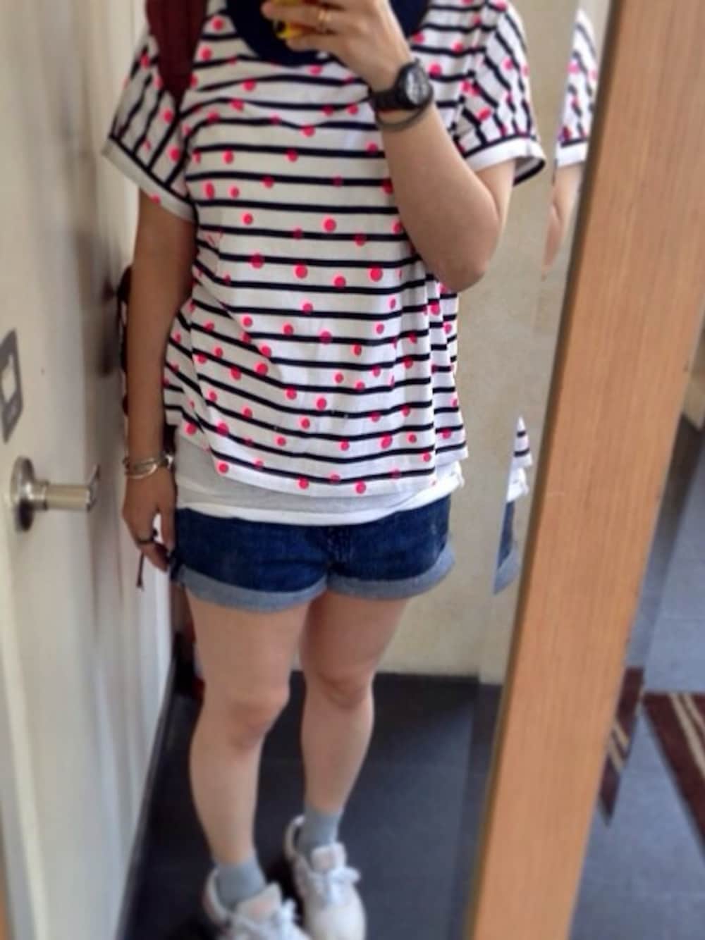 「CHOCOLATEのアイテム（Tシャツ/カットソー、その他）」を使った、Qubby Hさん（レディース・160cm）の夏コーディネートの1枚目の写真