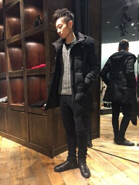 「ケーブルニット」｜「アイテム（カバーオール）」を使った、daiさん（メンズ・180cm）の冬コーディネート