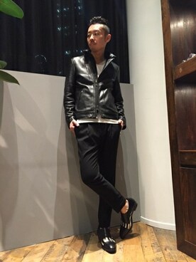 「ルード」｜「アイテム（ライダースジャケット）」を使った、daiさん（メンズ・180cm）の冬コーディネート