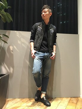 「スエット」｜「アイテム（ブルゾン）」を使った、daiさん（メンズ・180cm）の冬コーディネート