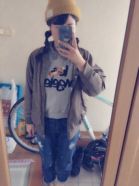 「差し色(黄色)」｜「アイテム（ノーカラージャケット）」を使った、a   i   k   a  さん（レディース・164cm）の春コーディネート