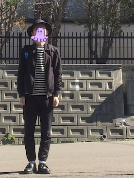 「バスクシャツ」｜「アイテム（ブルゾン）」を使った、サトイさん（メンズ・171cm）の秋コーディネート