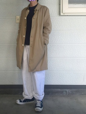 「ジャックパーセル」｜「アイテム（ステンカラーコート）」を使った、サトイさん（メンズ・170cm）の春コーディネート