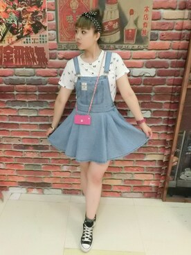 「アイテム（ヘアバンド、ブラック系）」を使った、Wu Hengchiehさん（レディース・162cm）の夏コーディネート