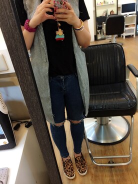 「アイテム（モカシン/デッキシューズ、その他）」を使った、Wu Hengchiehさん（レディース・162cm）の夏コーディネート