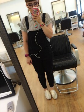 「アイテム（モカシン/デッキシューズ、ゴールド系）」を使った、Wu Hengchiehさん（レディース・162cm）の夏コーディネート