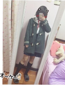 「アイテム（ピーコート）」を使った、萌贤子さん（レディース・158cm・10代）の冬コーディネート