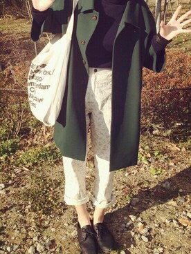「STUDIOUS（ステュディオス）のアイテム（ステンカラーコート）」を使った、yukikoさん（レディース・157cm）の秋コーディネート