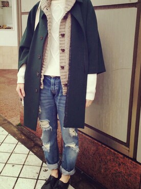 「STUDIOUS（ステュディオス）のアイテム（ステンカラーコート）」を使った、yukikoさん（レディース・157cm）の秋コーディネート