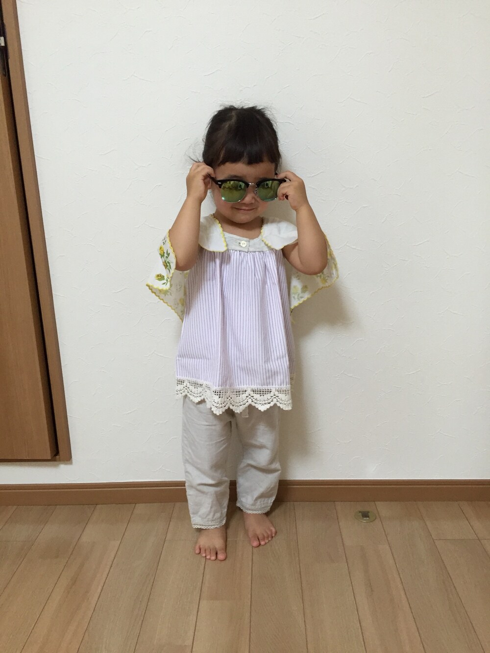 「unicaのアイテム（シャツ/ブラウス、その他）」を使った、miyokoharu Ariiさん（キッズ・90cm）の夏コーディネートの1枚目の写真