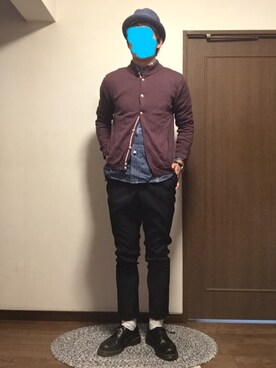 「STUDIOUS（ステュディオス）の【STUDIOUS】ウールギャバスリムスラックス（スラックス、ブラック系）」を使った、Takato さん（メンズ）の冬コーディネート