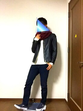「BACK NUMBER（バックナンバー）のアイテム（ライダースジャケット）」を使った、SUNさん（メンズ・177cm）の秋コーディネート