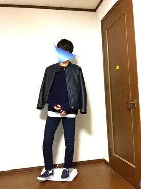 「BACK NUMBER（バックナンバー）のアイテム（ライダースジャケット）」を使った、SUNさん（メンズ・177cm）の秋コーディネート