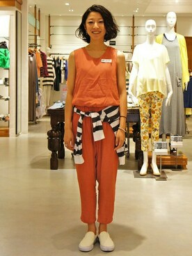 「BEAUTY&YOUTH UNITED ARROWS（ビューティーアンドユースユナイテッドアローズ）のアイテム（つなぎ/オールインワン）」を使った、BEAUTY&YOUTH UNITED ARROWSさん（レディース・165cm）の夏コーディネート