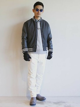 「アイテム（スタジャン）」を使った、BEAUTY&YOUTH UNITED ARROWSさん（メンズ・173cm）の冬コーディネート