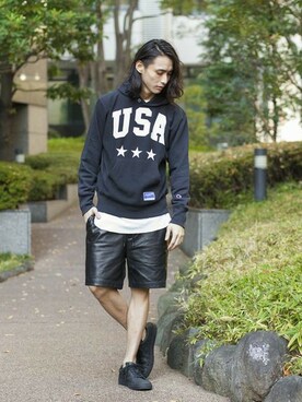 「MONKEY TIME（モンキータイム）のアイテム（スニーカー）」を使った、BEAUTY&YOUTH UNITED ARROWSさん（メンズ・178cm）の冬コーディネート