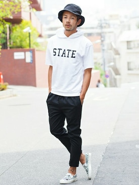 「MONKEY TIME（モンキータイム）のアイテム（帽子）」を使った、BEAUTY&YOUTH UNITED ARROWSさん（メンズ・178cm）の春コーディネート