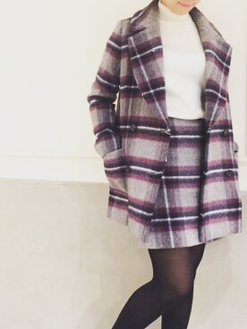 「Banner Barrett（バナーバレット）のアイテム（ピーコート）」を使った、mixさん（レディース・160cm）の冬コーディネート