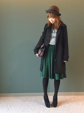 「ロゴニット」｜「アイテム（ブーティ）」を使った、kumemiさん（レディース・154cm）の冬コーディネート