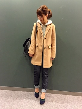 「ロールアップ」｜「アイテム（ブーティ）」を使った、kumemiさん（レディース・154cm）の冬コーディネート