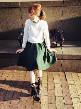 「ヒール×靴下」｜「アイテム（その他）」を使った、kumemiさん（レディース・154cm）の冬コーディネート