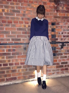 「ヒール×靴下」｜「アイテム（その他）」を使った、kumemiさん（レディース・154cm）の春コーディネート