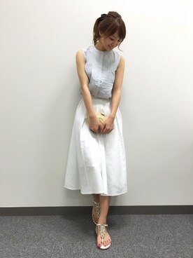 kumemiさんの「ミモレ丈タックフレアスカート」を使ったコーディネート