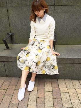 「アイテム（スカート、その他）」を使った、kumemiさん（レディース・154cm）の春コーディネート