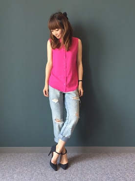 「ボーイズデニム」｜kumemiさん（レディース・154cm）の夏コーディネート