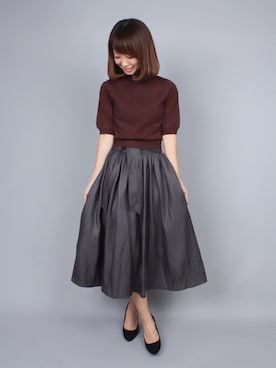 「アイテム（トップス、ブラウン系）」を使った、kumemiさん（レディース・154cm）の秋コーディネート