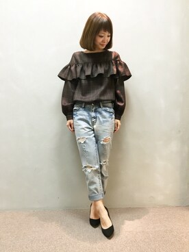 「RANDA（ランダ）のアイテム（パンプス）」を使った、kumemiさん（レディース・154cm）の秋コーディネート